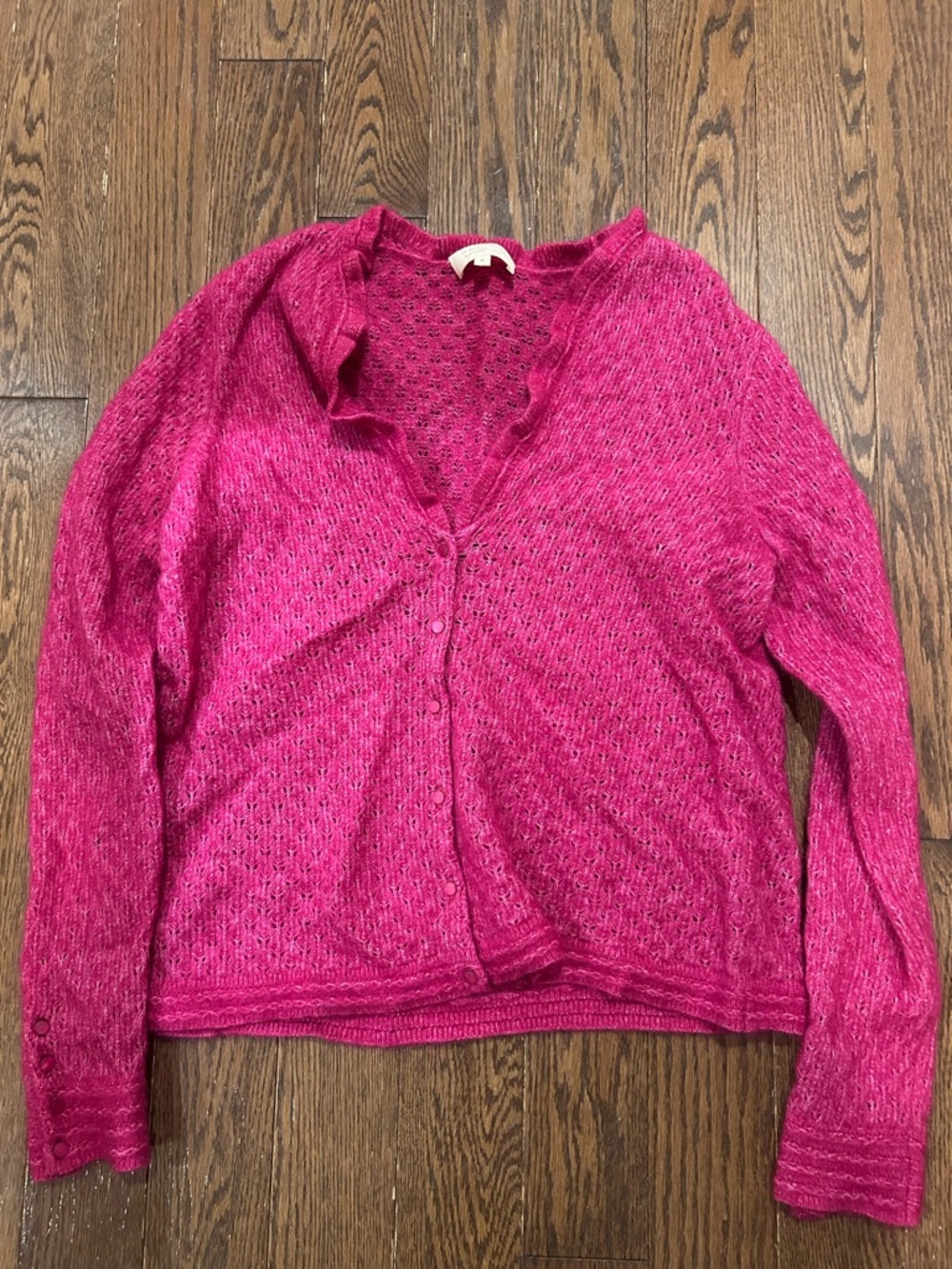 Sezane Fuchsia Pink Mohair Blend Button Cardigan - Picture 2 of 8
